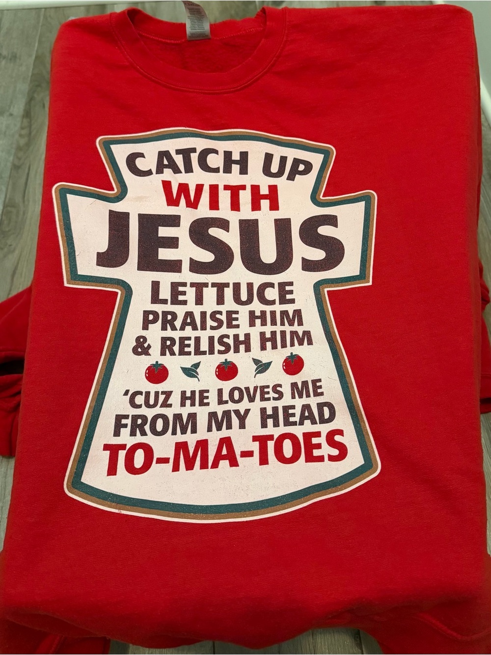 Red Graphic Tee - Jesus Pun Design